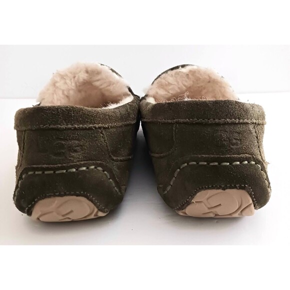 UGG Ascot Olive Green Suede Slipper Sheepskin Lined 1101110 Sz 10 - Picture 5 of 8